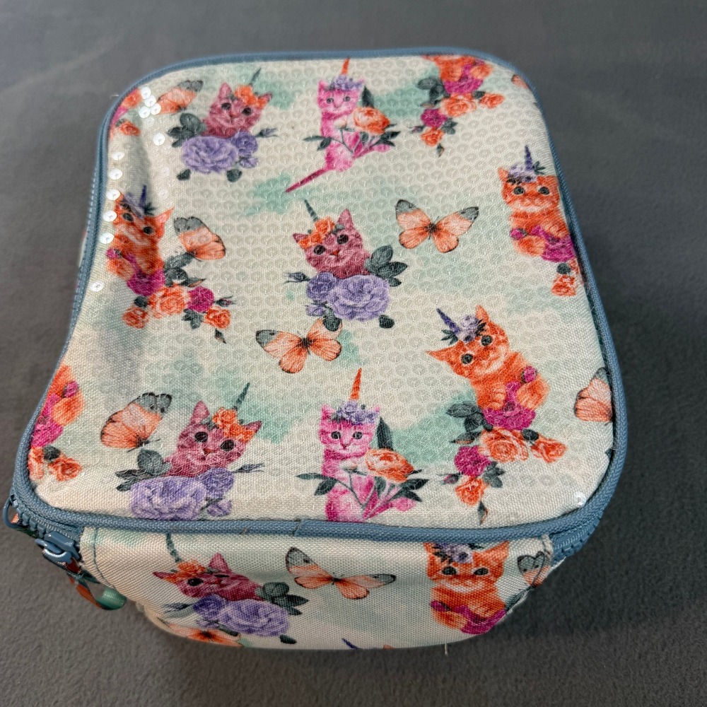 Wonder Nation Girls Sequin Caticorn Dreams Lunch Bag Kittens Blue BP253117